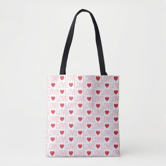 Bag Tote do Padrão de Amor - Contorno Vermelho (Frente)