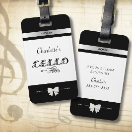 Bagagem Capa de Violoncelo Preta e Branca com Etiqueta de