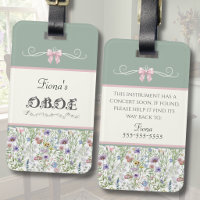 Elegante Etiqueta para Estojo de Oboé com Flor Sil