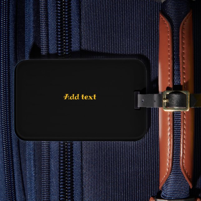 Bagagem Etiqueta de bagagens, preta com texto dourado, (Frente Insitu 4)