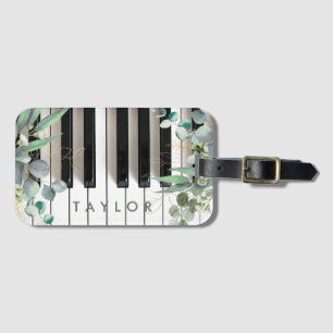 Bagagem etiqueta de design de piano verde