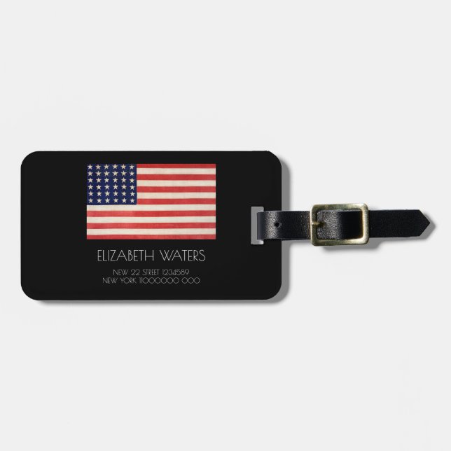 BAGAGEM ETIQUETA DE LUGAGEM DE VIAGEM DE BANDEIRA AMERICAN (Frente Horizontal)