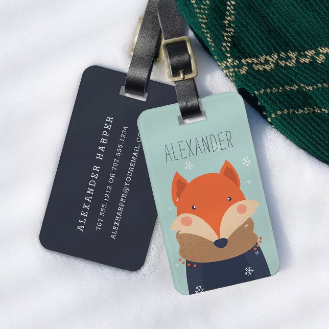 Bagagem Etiqueta de Saco Personalizado da Fox do Inverno | (Criador carregado)