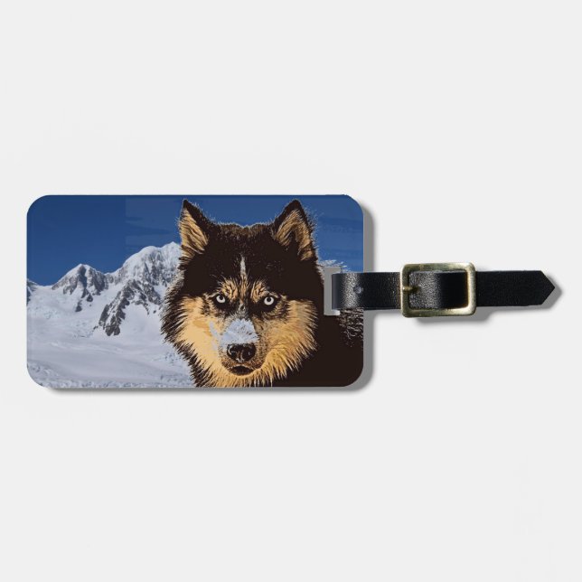 Bagagem Etiqueta de Saco Siberian Husky (Frente Horizontal)