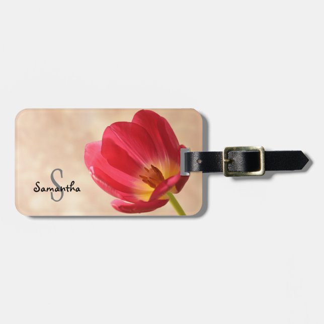 Bagagem Etiqueta de Tulip Rosa (Frente Horizontal)