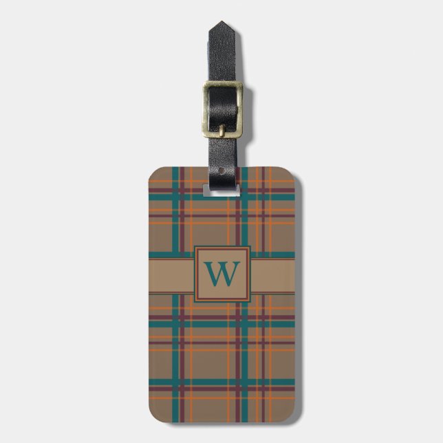 Bagagem Etiqueta de Xadrez Chic Autumn (Frente Vertical)