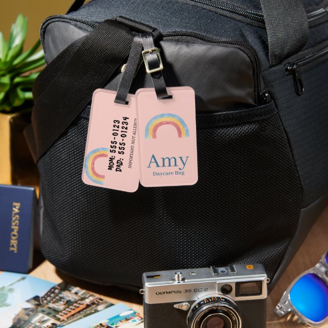 Bagagem Etiqueta Personalizada de Mochila de Fraldas Boho  (Frente e verso)