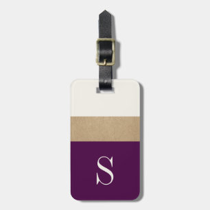 Bagagem Monograma Moderno Dourado Roxo Etiqueta de Bagag
