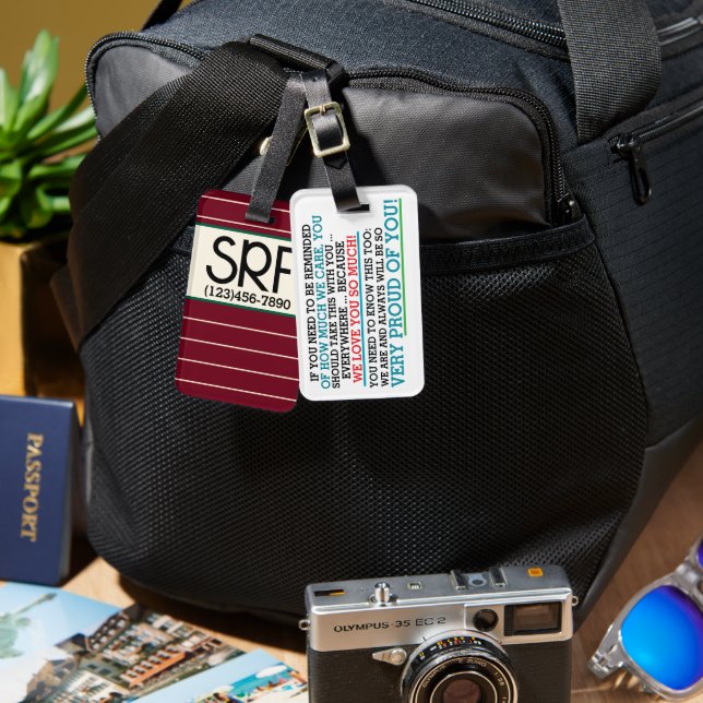 Bagagem Para Etiqueta de Pais ou Filhos (Frente e verso)