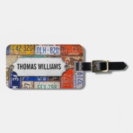 Bagagem placas de licença de vintage com etiqueta de metal