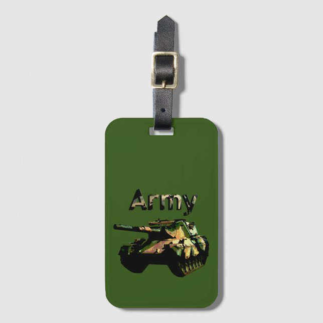 Bagagem Tanque do Exército Khaki Verde, Etiqueta de Bagage (Frente Vertical)