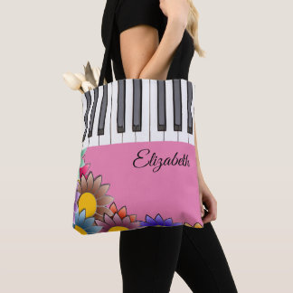 Bagagens de Tote de Piano Floral, Rosa Personaliza