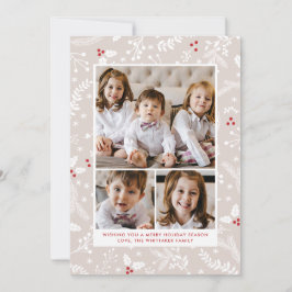 Bagas de Inverno em Cartão Chato de Natal em Ecru