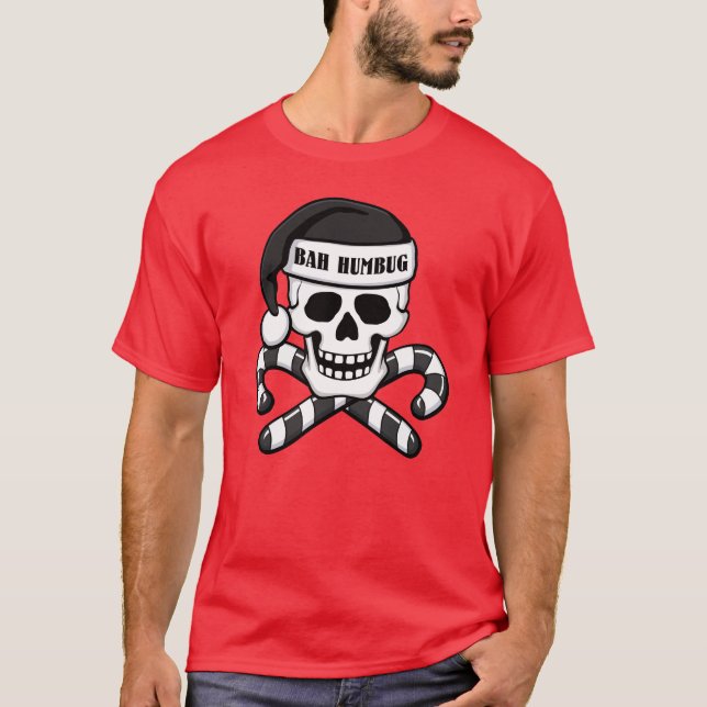 'Bah Humbug' Skull T-Shirt (Frente)