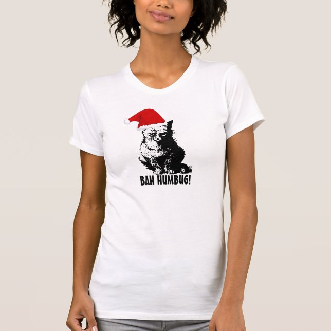 Bah Humbug! T-shirt de gato natalino (Frente)