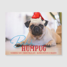 Bah Humpug Pug Dog Foto de Natal Personalizada Eng