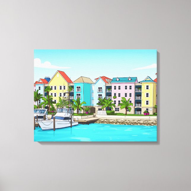 Bahamas colourful houses canvas print (Frente)