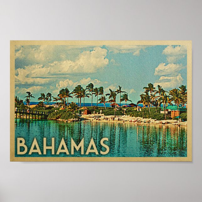 Bahamas Poster Viagens vintage Poster Beach (Frente)