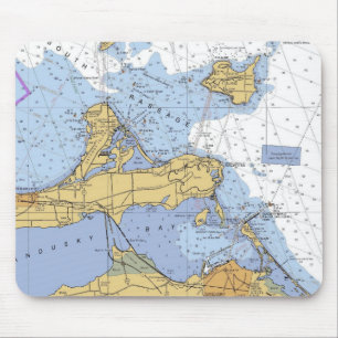 Baía de Sandusky, carta náutica Mousepad do OH