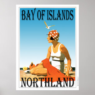 Baía poster da praia das ilhas, Northland