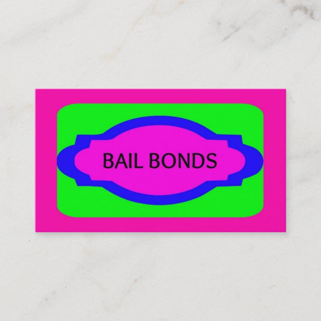 Bail Bonds Neon Colors Cartão de visita (Frente)
