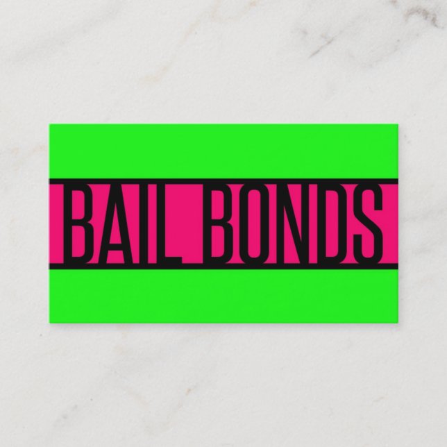Bail Bonds Neon Green e Hot Pink Cartão de visita (Frente)
