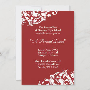 Baile de formatura Vermelho e Branco - Convite For