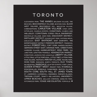 Bairros de Toronto Poster - preto e branco