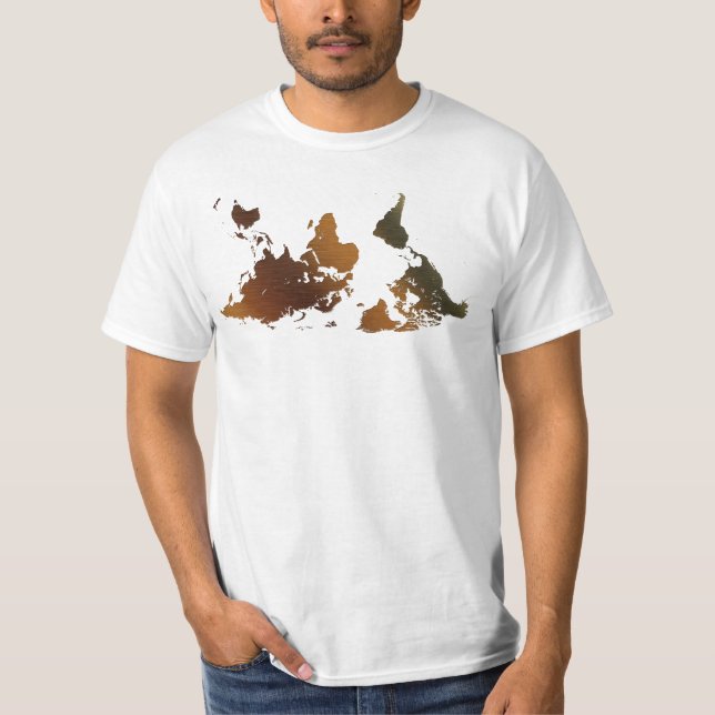 BAIXO PARA BAIXO MUNDO ENGRAÇADO T-Shirt MAPA (Frente)