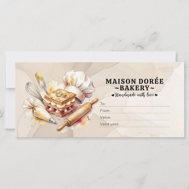 Bakery Store Pastry Chef Baker Gift Certificate (Frente)