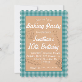 Baking Birthday Convite Xadrez Azul