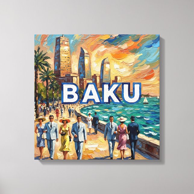 Baku Caspian Promenade Skyline Canvas Art (Frente)