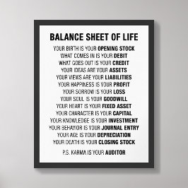 Balanço da Vida Poster de Contabilidade Engraçado