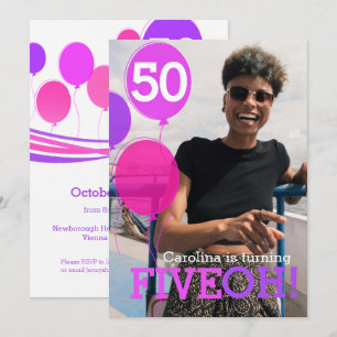 Balão 50th FIVEOH! convite de aniversário de fot