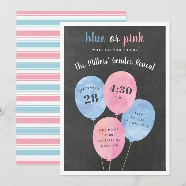 Balão Bunch | Convite de festas de Revisão de Gêne (Frente/Verso)