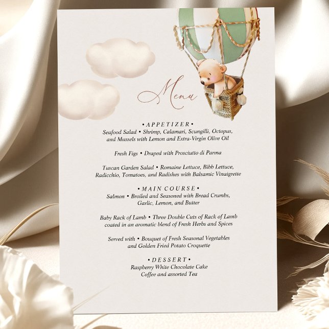 Balão Chá de fraldas do Urso do Menu (Criador carregado)