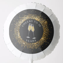 Balão de Aniversário Negro e Dourado Elegante