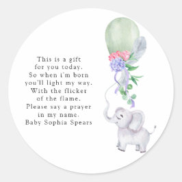 Balão de Aquarela, Elefante - Etiqueta de Vela de