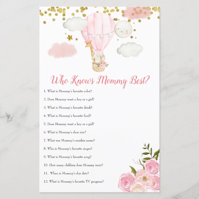 Balão de ar quente cor-de-rosa, que conhece melhor (Frente)