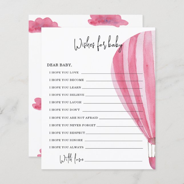 Balão de ar quente | desejos de bebê (Frente/Verso)