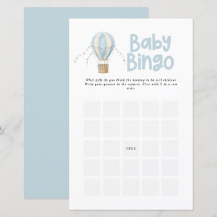 Balão de ar quente elegante e chá de fraldas bingo