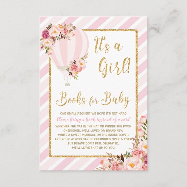 Balão de ar quente florido rosa Traga um cartão de (Frente)