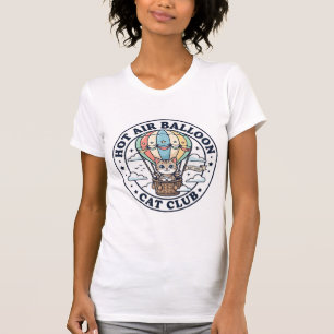 Balão de Ar Quente Gato Fofo Camiseta Design - Que