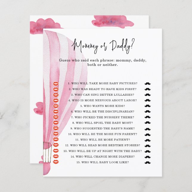 Balão de ar quente - jogo de chá de fraldas ou de  (Frente/Verso)