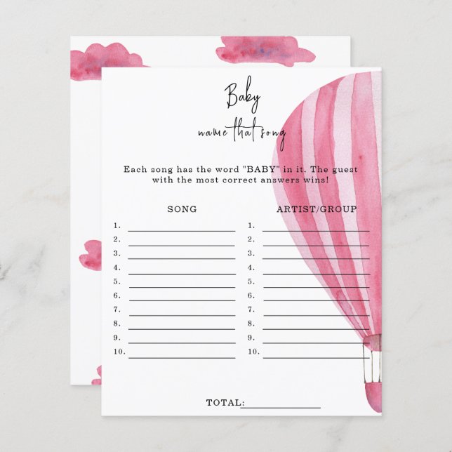 Balão de ar quente - Nomeie esse jogo de chá de fr (Frente/Verso)