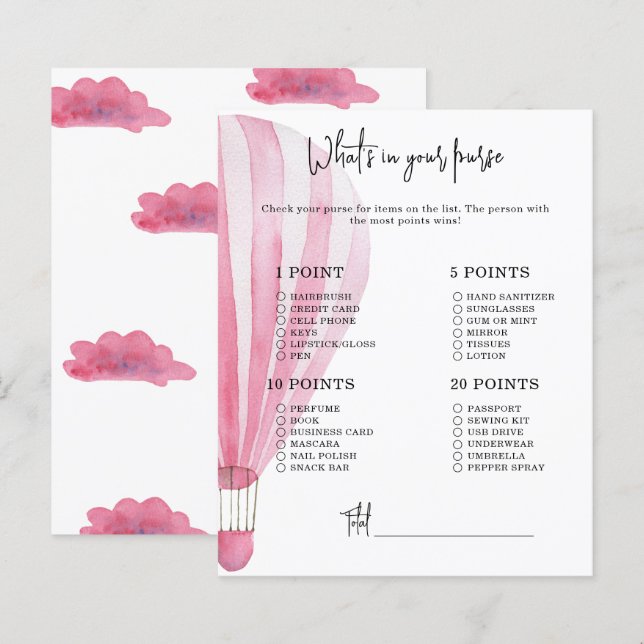 Balão de ar quente - O que há no chá de fraldas da (Frente/Verso)