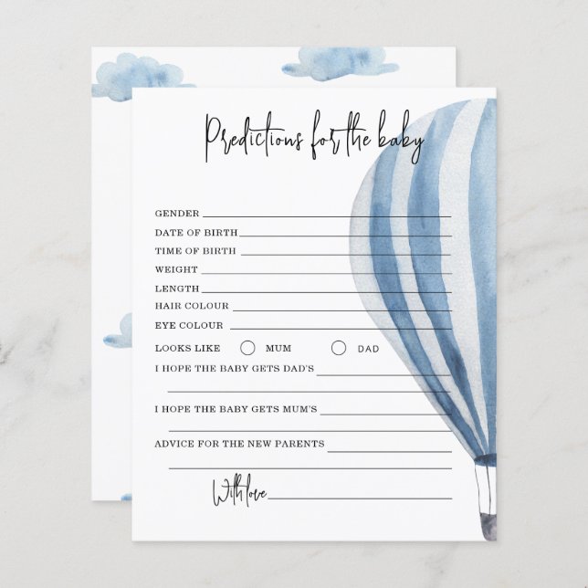 Balão de ar quente - previsões e conselho bebê (Frente/Verso)