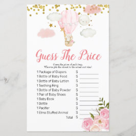 Balão de ar quente rosa adivinha o preço Jogo