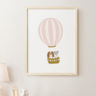 Balão de Ar Quente Rosa com Poster de Enfermeiro d