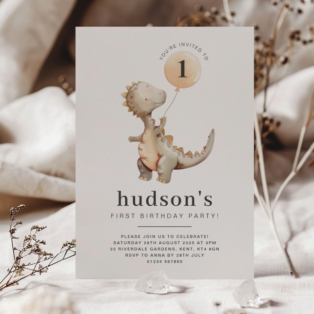 Balão de Convite de Primeiro Aniversário do Dinoss (Criador carregado)